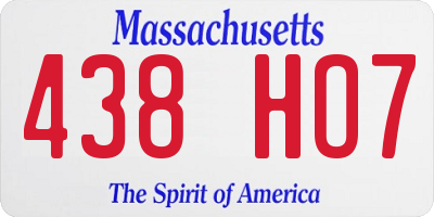 MA license plate 438HO7