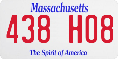 MA license plate 438HO8