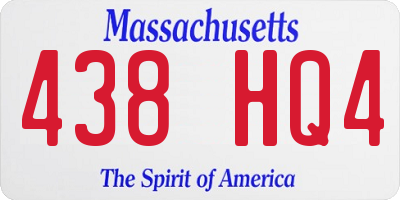 MA license plate 438HQ4