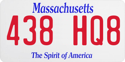 MA license plate 438HQ8