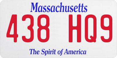 MA license plate 438HQ9