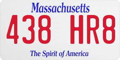 MA license plate 438HR8