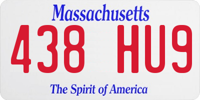 MA license plate 438HU9