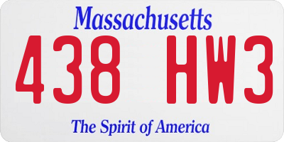 MA license plate 438HW3