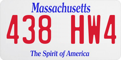 MA license plate 438HW4