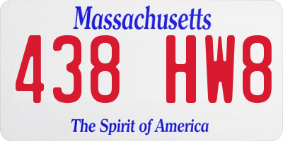 MA license plate 438HW8