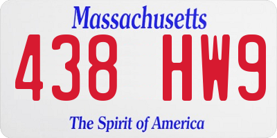 MA license plate 438HW9