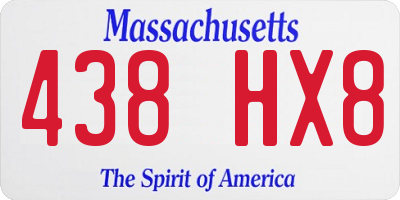 MA license plate 438HX8