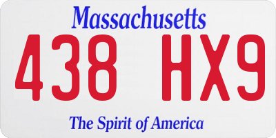 MA license plate 438HX9
