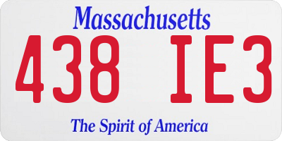 MA license plate 438IE3