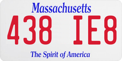 MA license plate 438IE8