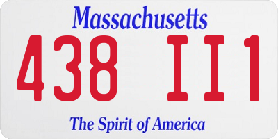 MA license plate 438II1