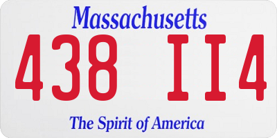 MA license plate 438II4