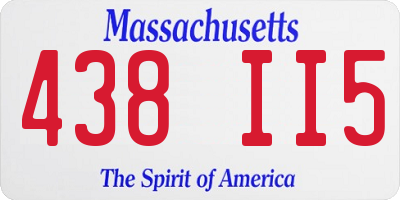 MA license plate 438II5