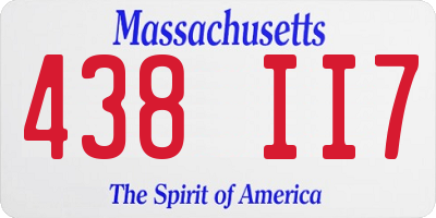 MA license plate 438II7