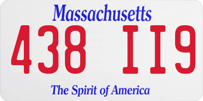 MA license plate 438II9