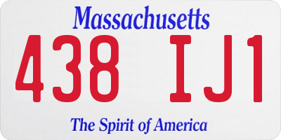 MA license plate 438IJ1