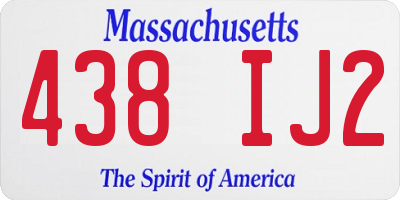 MA license plate 438IJ2