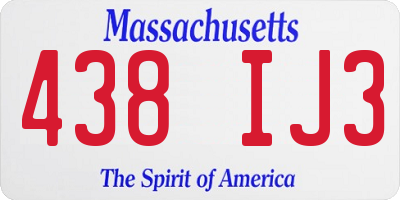 MA license plate 438IJ3