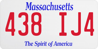 MA license plate 438IJ4