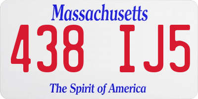 MA license plate 438IJ5