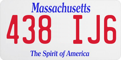 MA license plate 438IJ6