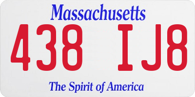MA license plate 438IJ8
