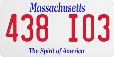 MA license plate 438IO3