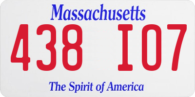 MA license plate 438IO7