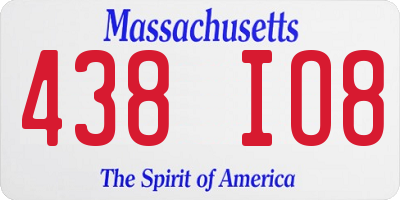 MA license plate 438IO8