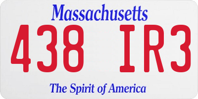 MA license plate 438IR3