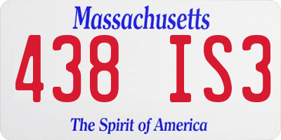 MA license plate 438IS3