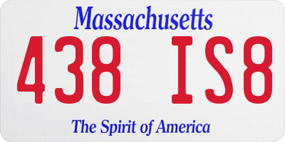 MA license plate 438IS8