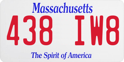 MA license plate 438IW8