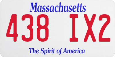 MA license plate 438IX2