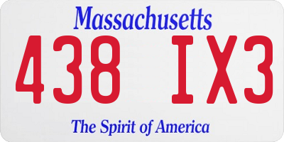 MA license plate 438IX3