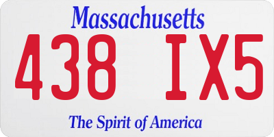 MA license plate 438IX5