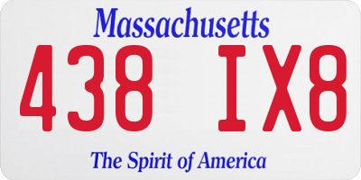 MA license plate 438IX8