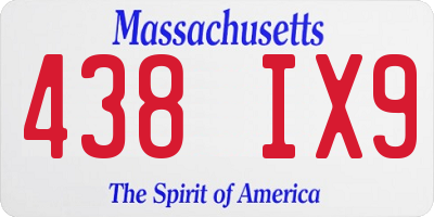 MA license plate 438IX9