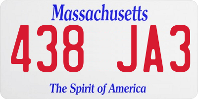 MA license plate 438JA3