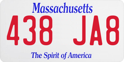 MA license plate 438JA8