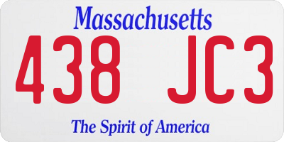 MA license plate 438JC3