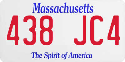 MA license plate 438JC4