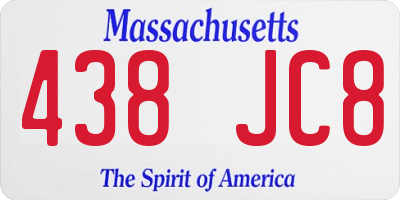MA license plate 438JC8