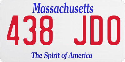 MA license plate 438JD0