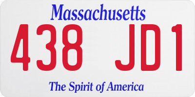 MA license plate 438JD1