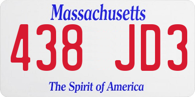 MA license plate 438JD3