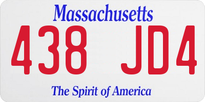 MA license plate 438JD4