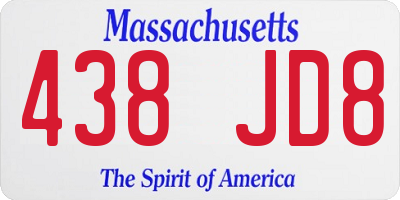 MA license plate 438JD8