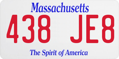 MA license plate 438JE8